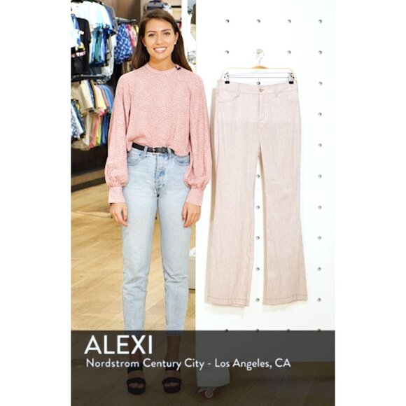 NWT Women Plus Size 14W NYDJ Tan Stripe Linen & Cotton Blend Trouser Pants NEW - Picture 5 of 11